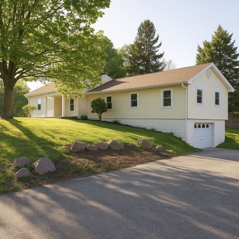Exterior. Cream-Colored MI Home, Rehab